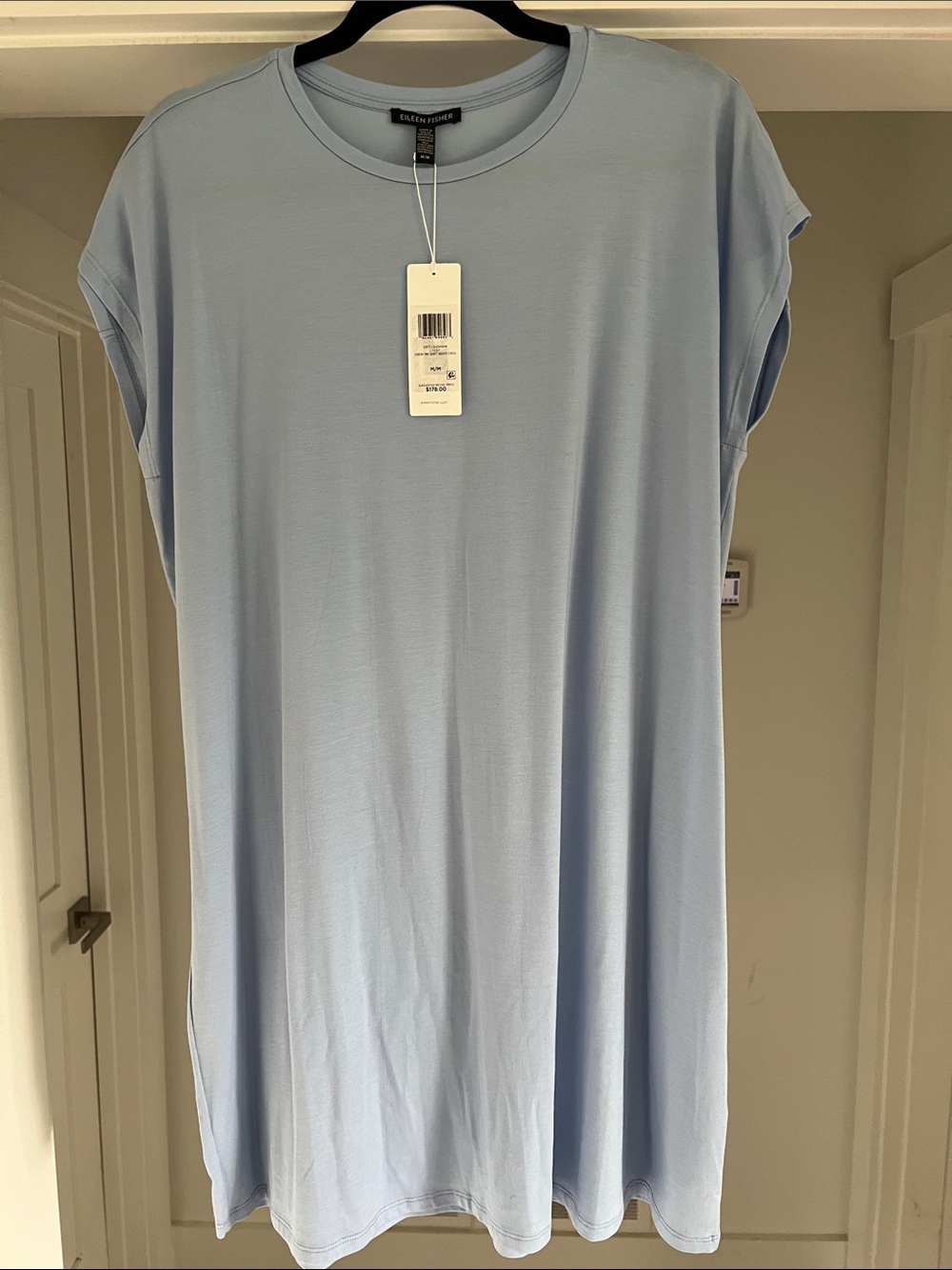 Eileen Fisher Pale Blue Cap-Sleeve Tunic NWT